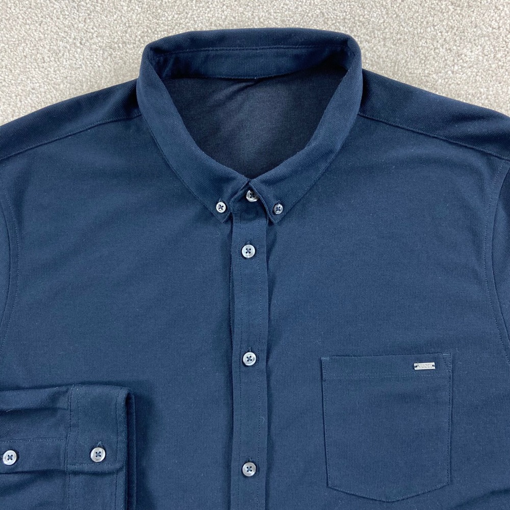 Vuori Ace Button Down Shirt Mens XL Navy Blue Long Sleeve Performance Knit V185